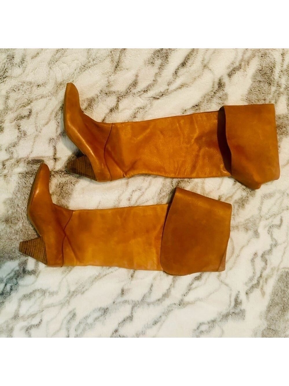 Free People Tan leather vintage over the knee boots size 37 - Picture 4 of 13